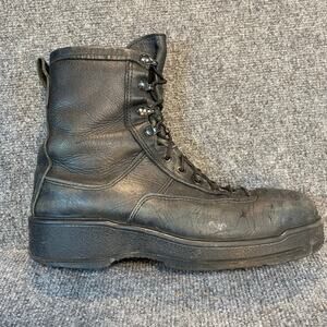 Black Leather Navy Flight Deck Combat Military Boots Mens 9.5 Vibram USA Issued
